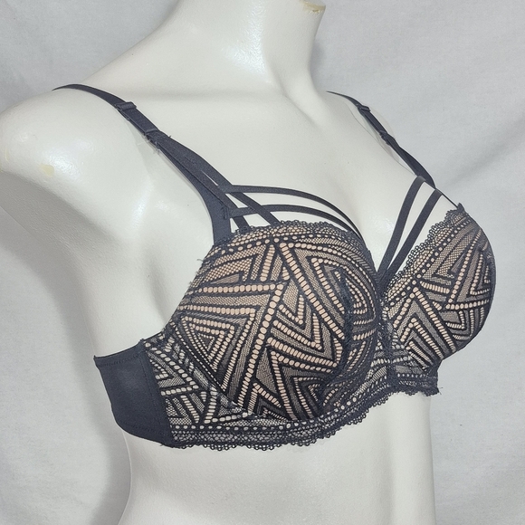 34DDD‎ Adore Me Strappy Lace COVERED T-shirt Underwire Bra Black - Picture 2 of 7